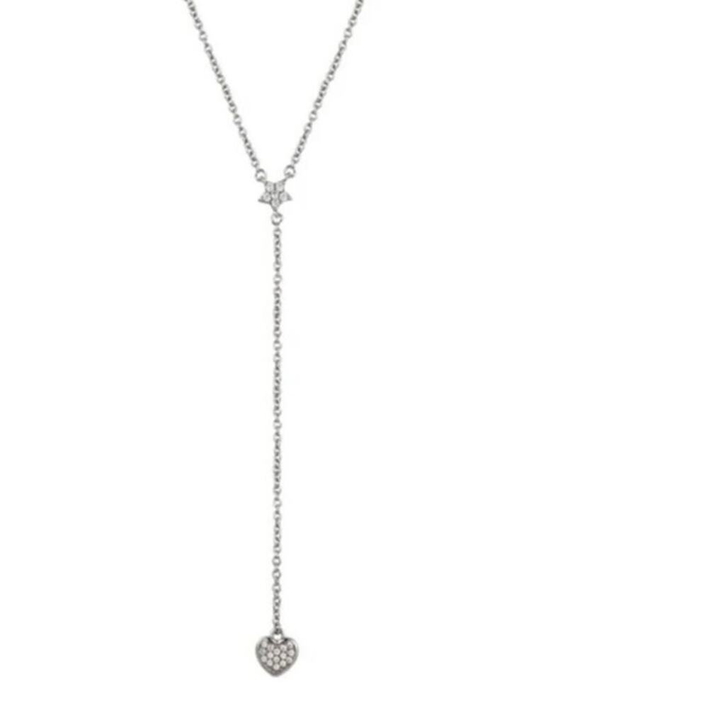 Rhodium Plated Star and Heart Y-Necklace